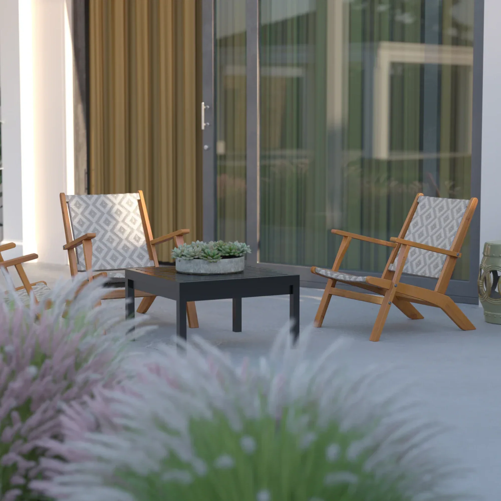 Well Traveled Living Vega Natural Stain Outdoor Chair in Diamond-Weave Wicker - Image 8