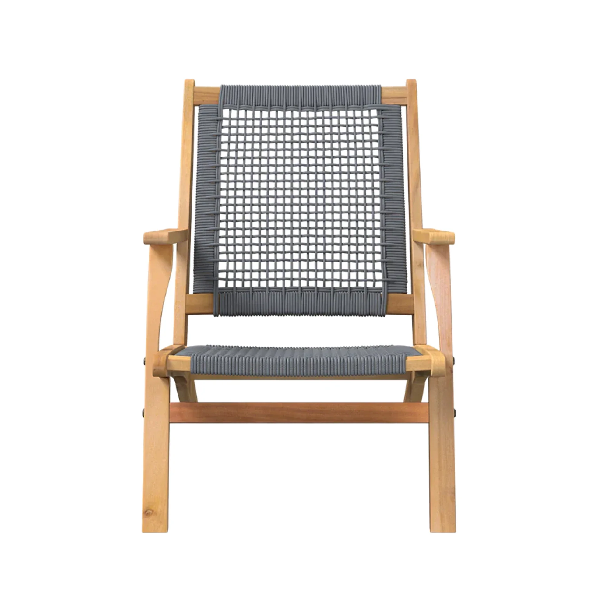 Well Traveled Living Vega Natural Stain Outdoor Chair in Gray Cording - Image 3