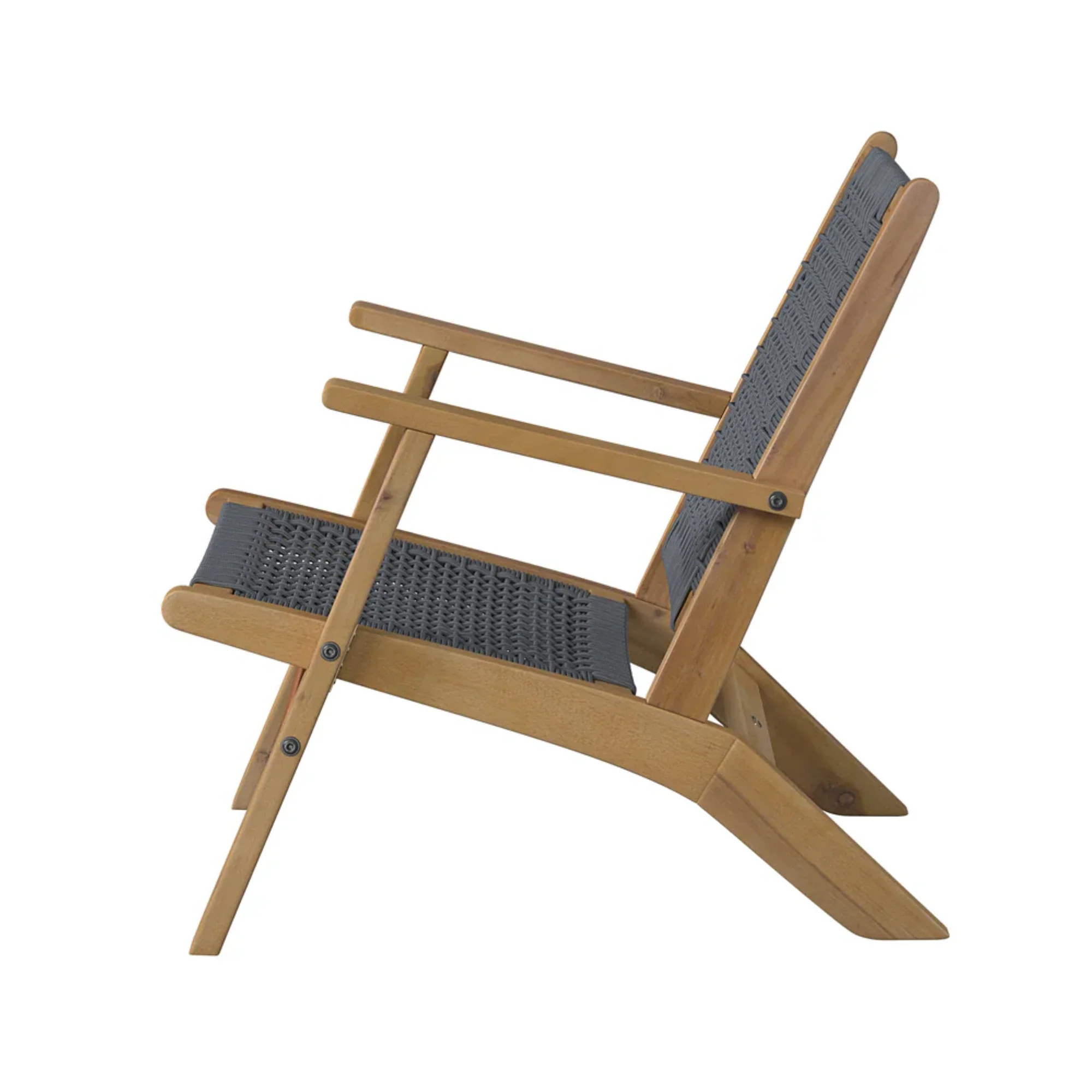 Well Traveled Living Vega Natural Stain Outdoor Chair in Gray Cording - Image 5