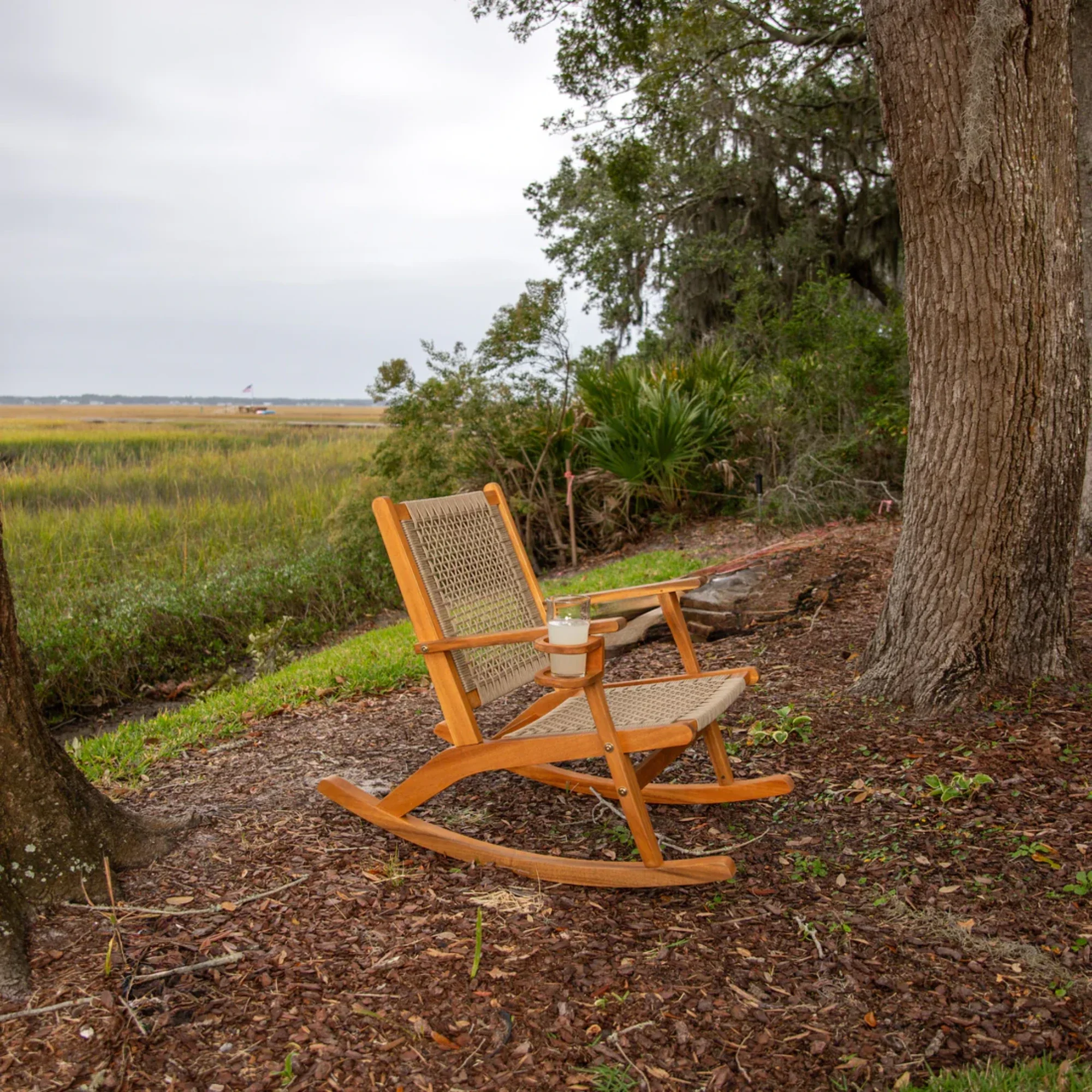 Well Traveled Living Vega Outdoor Rocking Chair with Beverage Holder - Image 6