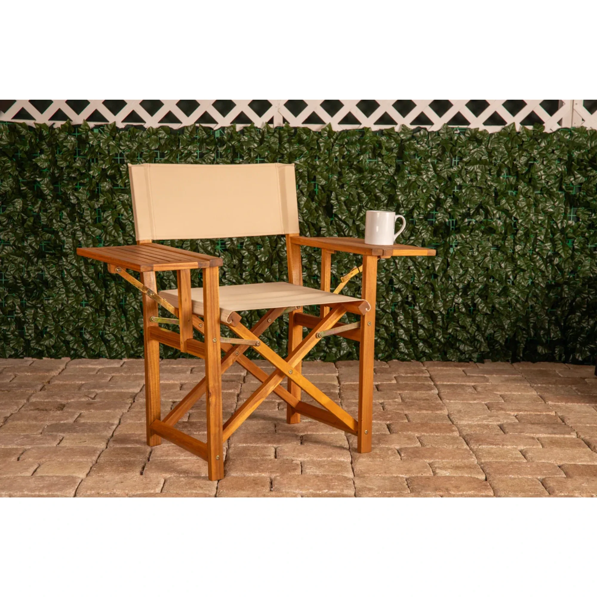 Well Traveled Living Walker Outdoor Folding Directors Chair w/ Side Tables - Image 5