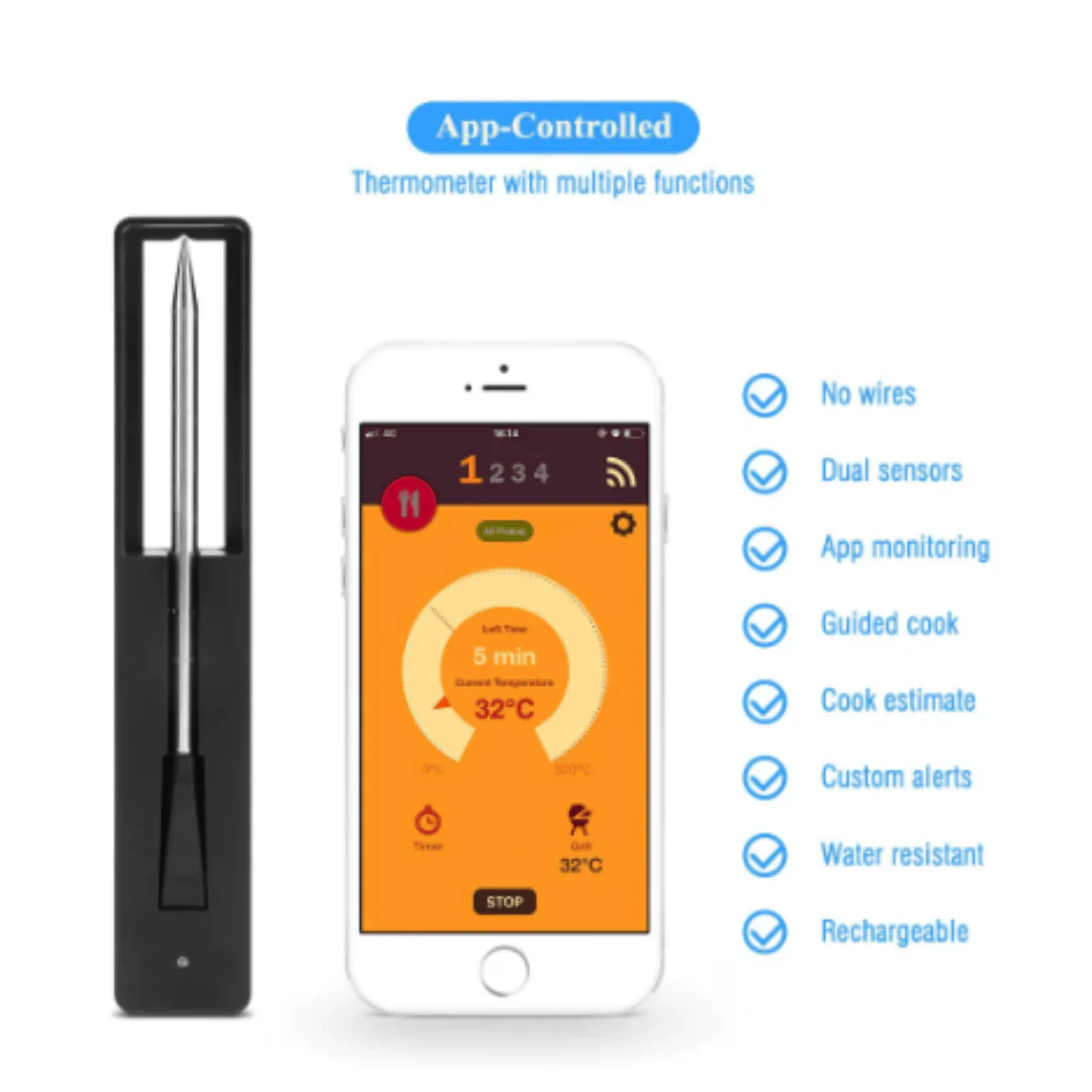 GWPro Wireless Meat Food Thermometer for Grill BBQ Smart Digital Bluetooth - Image 3